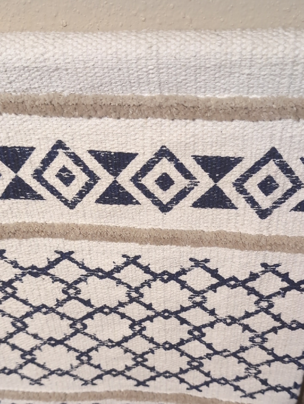 Neutral and Navy Aztec Macramé Wall Hanging - Picture 3 of 4